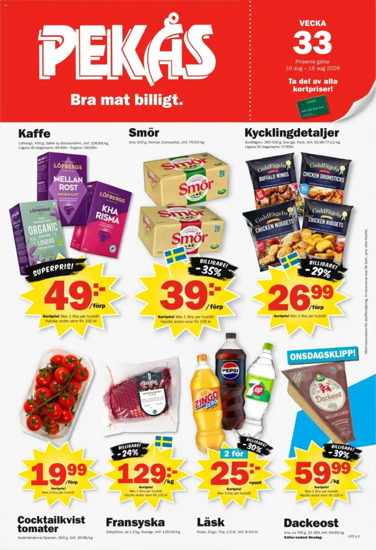 Pekås erbjudanden 10/08/2026 - 16/08/2026