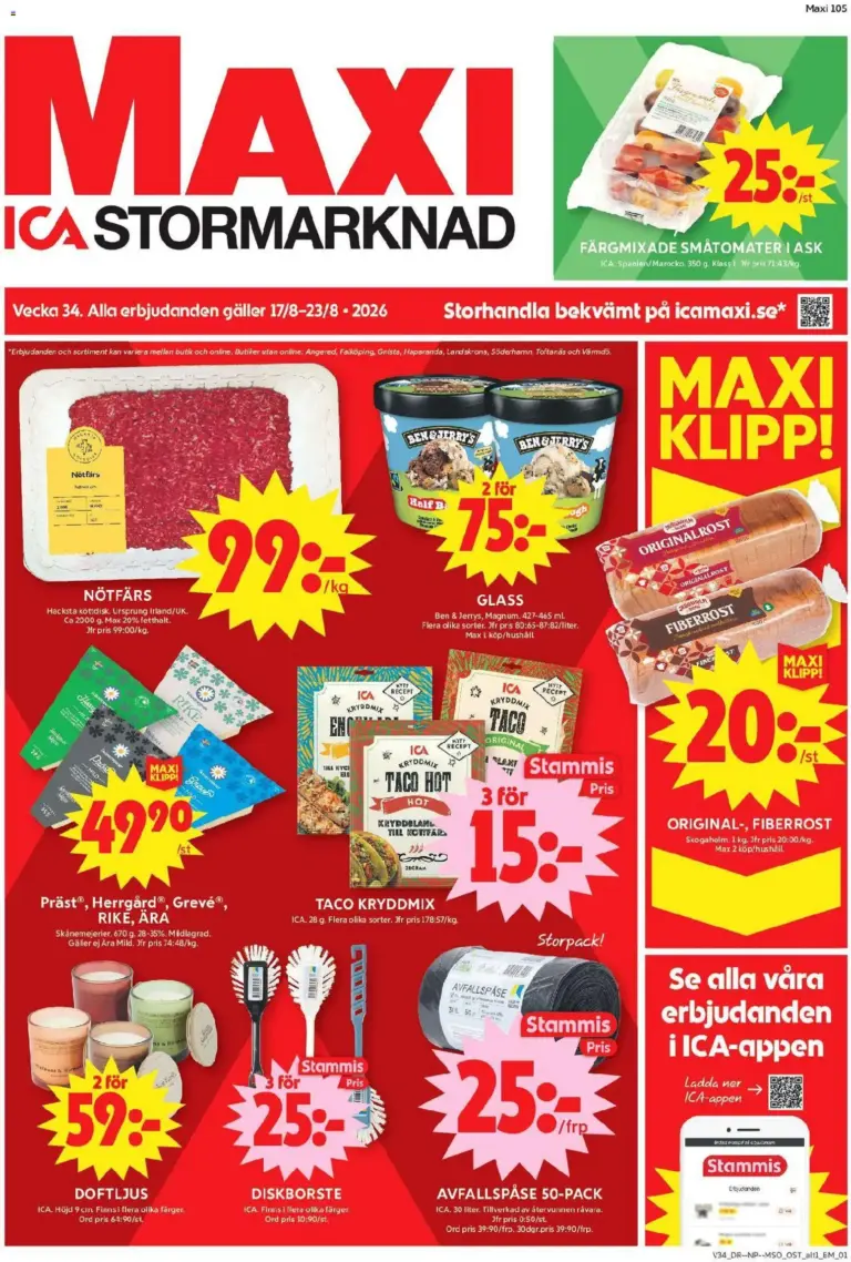 ICA Maxi erbjudanden 17/08/2026 - 23/08/2026