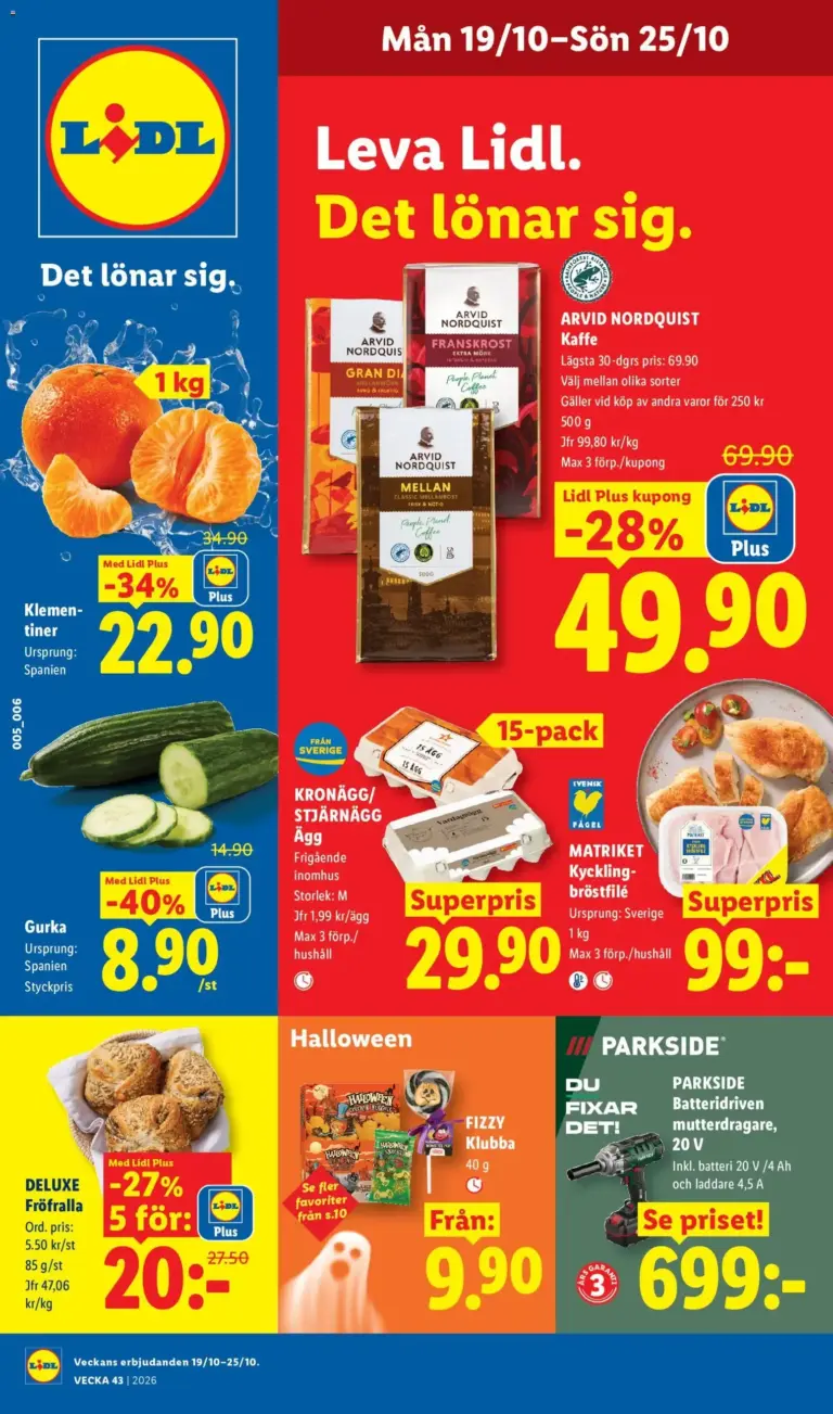Lidl erbjudanden 19/10/2026 - 25/10/2026